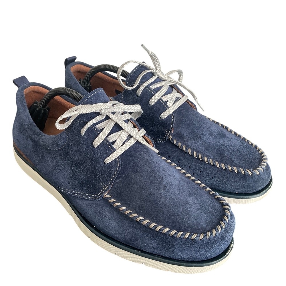 Clarks Artisan Mens Navy Suede Moc Toe Lace Up Shoes 10.5 261317317095